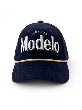 Modelo Cerveza Corduroy Baseball Cap Rope Detail Adjustable Snapback Navy NWT